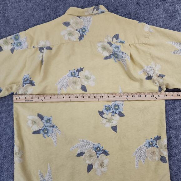 Tommy Bahama Shirt Mens Medium Yellow Silk Button Up Hawaiian Camp Loop Collar - Picture 4 of 16